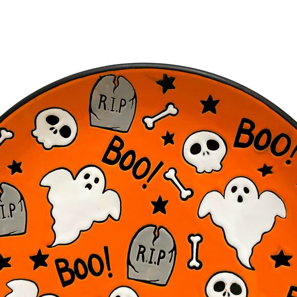 Eli + Ana MELTON GHOST Dinner Plate Set of 4 Ceramic Halloween BOO RIP New - Picture 3 of 15